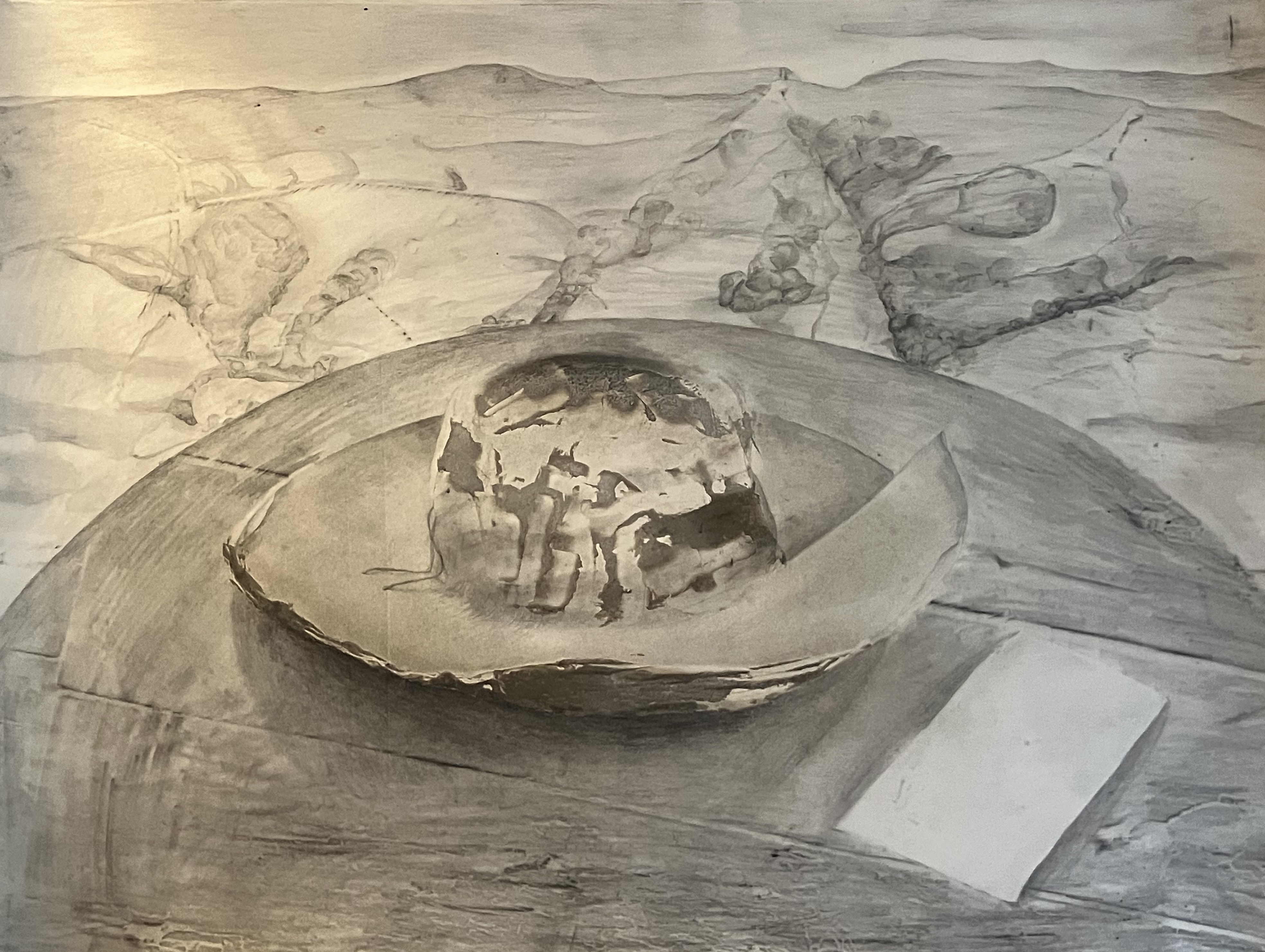 'Gerard Winstanley's Hat' pencil and graphite on paper A1 size2024